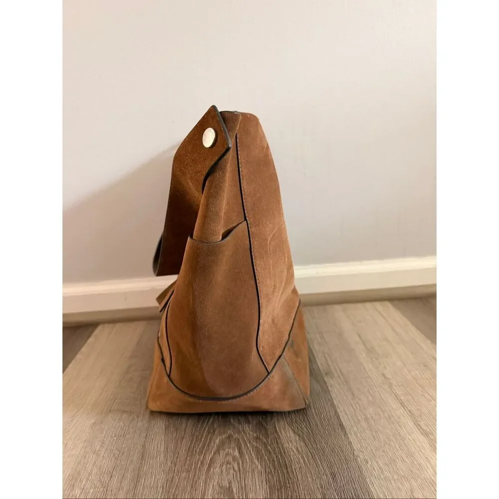 ALLSAINTS Women's Brown Alba Suede Hobo Bag $399